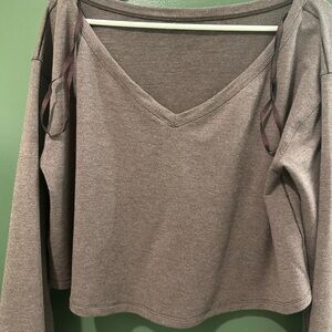 lululemon athletica Taupe V-Neck Long Sleeve Sweatshirt